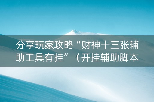 分享玩家攻略“财神十三张辅助工具有挂”（开挂辅助脚本)