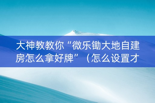 大神教教你“微乐锄大地自建房怎么拿好牌”（怎么设置才能赢)