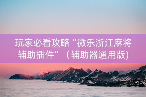 玩家必看攻略“微乐浙江麻将辅助插件”（辅助器通用版)