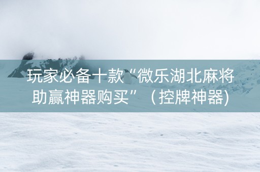 玩家必备十款“微乐湖北麻将助赢神器购买”（控牌神器)