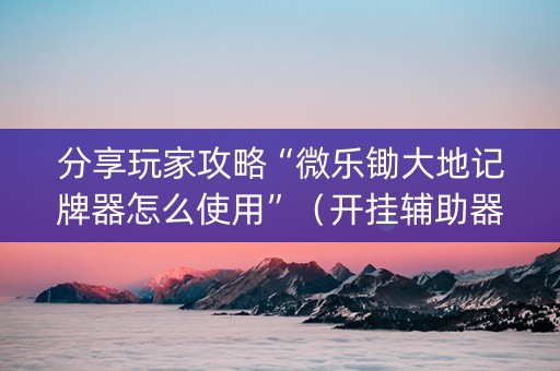 分享玩家攻略“微乐锄大地记牌器怎么使用”（开挂辅助器脚本)