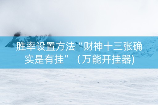 胜率设置方法“财神十三张确实是有挂”（万能开挂器)