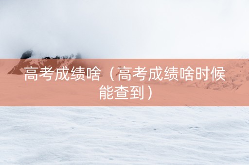高考成绩啥（高考成绩啥时候能查到）