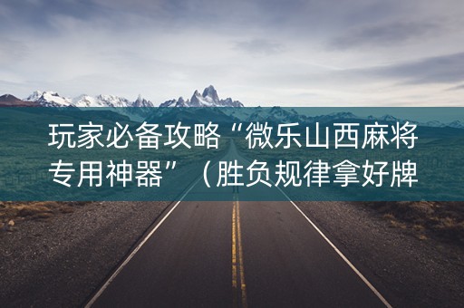 玩家必备攻略“微乐山西麻将专用神器”（胜负规律拿好牌)