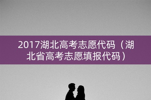 2017湖北高考志愿代码（湖北省高考志愿填报代码）