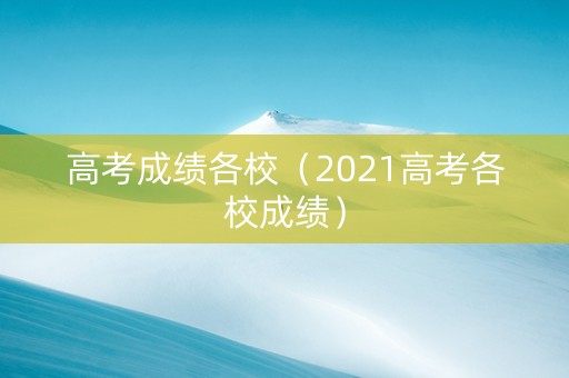 高考成绩各校（2021高考各校成绩）