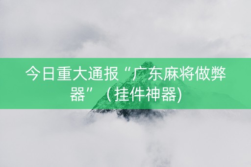 今日重大通报“广东麻将做弊器”（挂件神器)