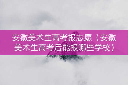 安徽美术生高考报志愿（安徽美术生高考后能报哪些学校）