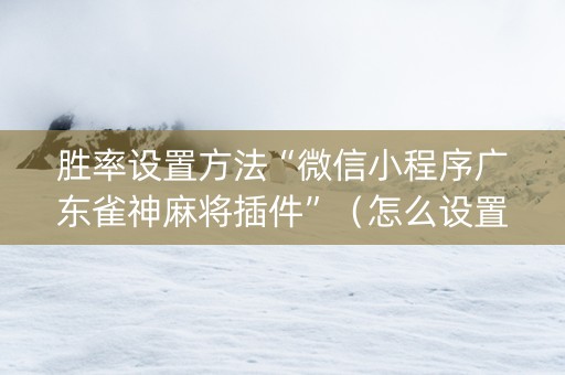 胜率设置方法“微信小程序广东雀神麻将插件”（怎么设置才能赢)