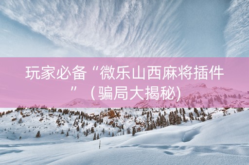 玩家必备“微乐山西麻将插件”（骗局大揭秘)