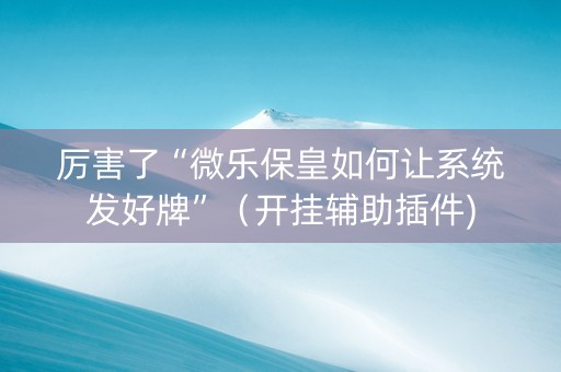 厉害了“微乐保皇如何让系统发好牌”（开挂辅助插件)