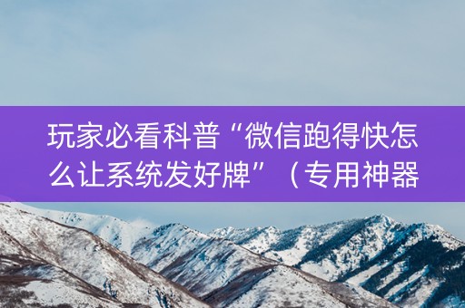 玩家必看科普“微信跑得快怎么让系统发好牌”（专用神器下载)