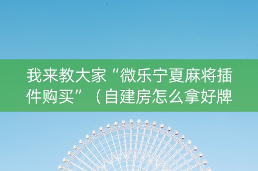 我来教大家“微乐宁夏麻将插件购买”（自建房怎么拿好牌)