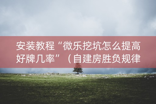 安装教程“微乐挖坑怎么提高好牌几率”（自建房胜负规律)