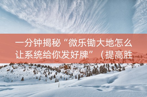 一分钟揭秘“微乐锄大地怎么让系统给你发好牌”（提高胜率软件)