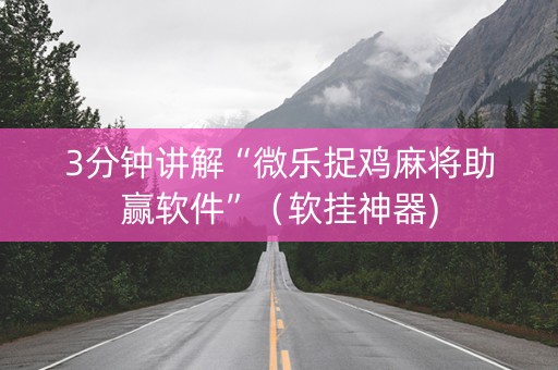 3分钟讲解“微乐捉鸡麻将助赢软件”（软挂神器)