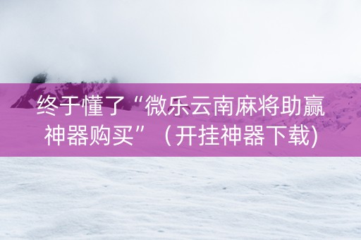 终于懂了“微乐云南麻将助赢神器购买”（开挂神器下载)