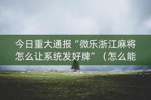 今日重大通报“微乐浙江麻将怎么让系统发好牌”（怎么能调好牌)