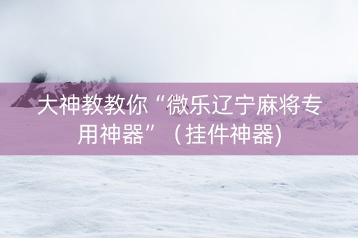 大神教教你“微乐辽宁麻将专用神器”（挂件神器)