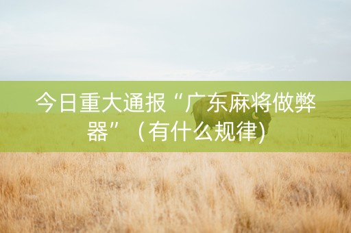 今日重大通报“广东麻将做弊器”（有什么规律)