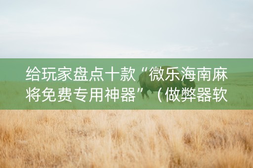 给玩家盘点十款“微乐海南麻将免费专用神器”（做弊器软件下载)