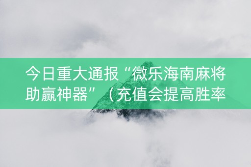 今日重大通报“微乐海南麻将助赢神器”（充值会提高胜率么)