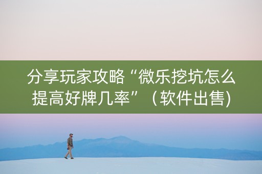 分享玩家攻略“微乐挖坑怎么提高好牌几率”（软件出售)