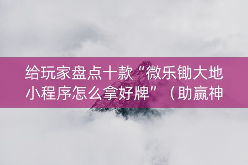 给玩家盘点十款“微乐锄大地小程序怎么拿好牌”（助赢神器)