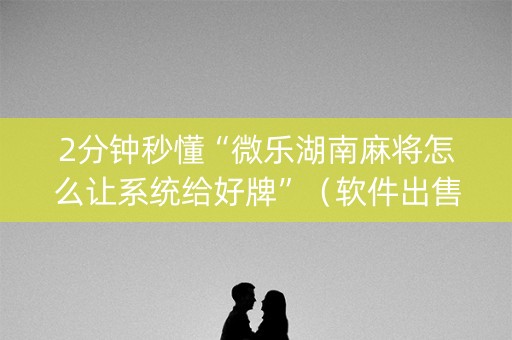 2分钟秒懂“微乐湖南麻将怎么让系统给好牌”（软件出售)