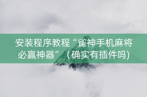 安装程序教程“雀神手机麻将必赢神器”（确实有插件吗)