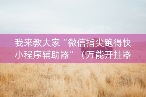 我来教大家“微信指尖跑得快小程序辅助器”（万能开挂器)