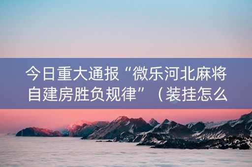 今日重大通报“微乐河北麻将自建房胜负规律”（装挂怎么安装)