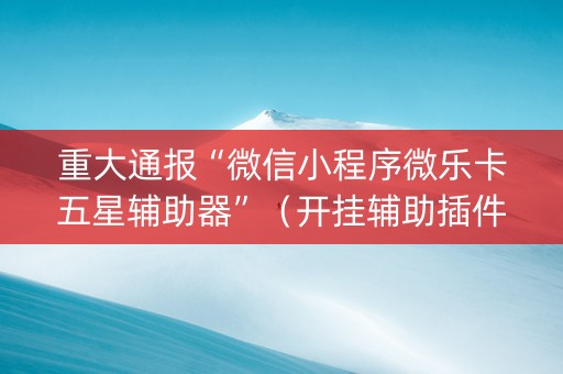 重大通报“微信小程序微乐卡五星辅助器”（开挂辅助插件)