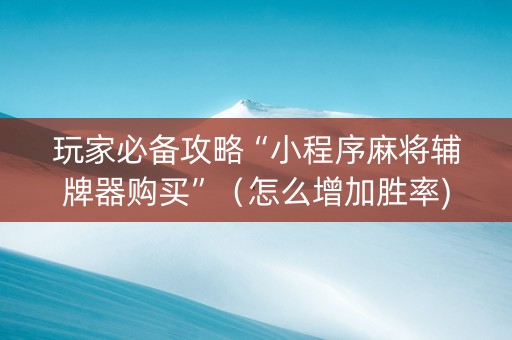 玩家必备攻略“小程序麻将辅牌器购买”（怎么增加胜率)