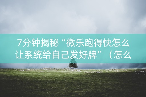 7分钟揭秘“微乐跑得快怎么让系统给自己发好牌”（怎么调胜率)