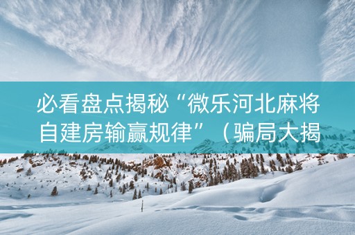 必看盘点揭秘“微乐河北麻将自建房输赢规律”（骗局大揭秘)