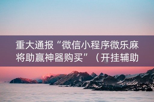 重大通报“微信小程序微乐麻将助赢神器购买”（开挂辅助器插件)