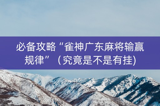 必备攻略“雀神广东麻将输赢规律”（究竟是不是有挂)