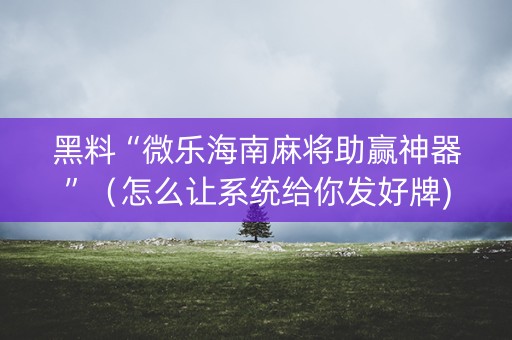 黑料“微乐海南麻将助赢神器”（怎么让系统给你发好牌)