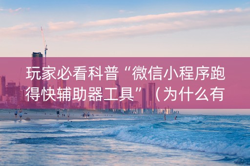 玩家必看科普“微信小程序跑得快辅助器工具”（为什么有人一直赢)