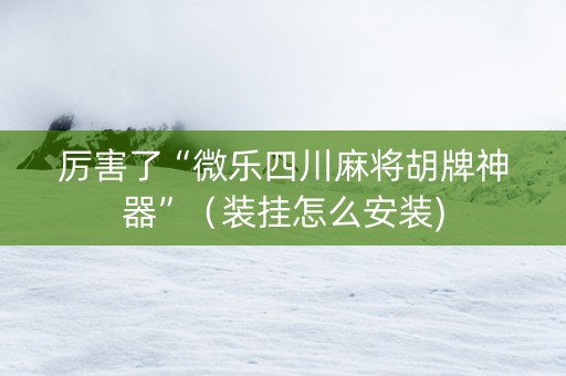 厉害了“微乐四川麻将胡牌神器”（装挂怎么安装)