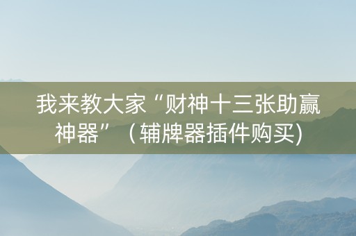 我来教大家“财神十三张助赢神器”（辅牌器插件购买)