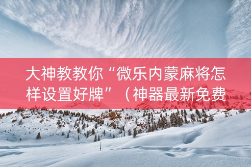 大神教教你“微乐内蒙麻将怎样设置好牌”（神器最新免费)