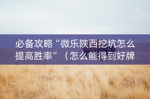 必备攻略“微乐陕西挖坑怎么提高胜率”（怎么能得到好牌)
