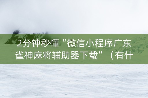 2分钟秒懂“微信小程序广东雀神麻将辅助器下载”（有什么规律)
