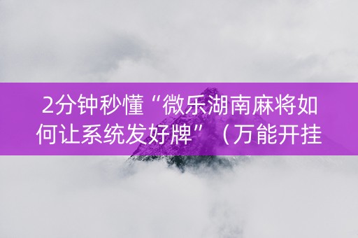 2分钟秒懂“微乐湖南麻将如何让系统发好牌”（万能开挂神器)