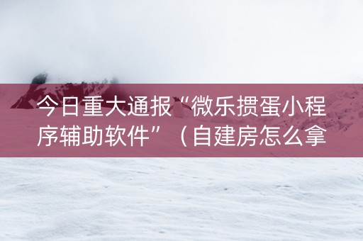 今日重大通报“微乐掼蛋小程序辅助软件”（自建房怎么拿好牌)