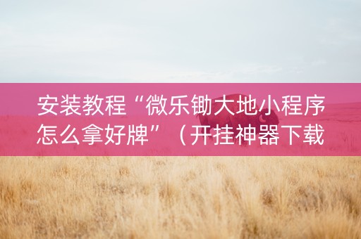 安装教程“微乐锄大地小程序怎么拿好牌”（开挂神器下载)