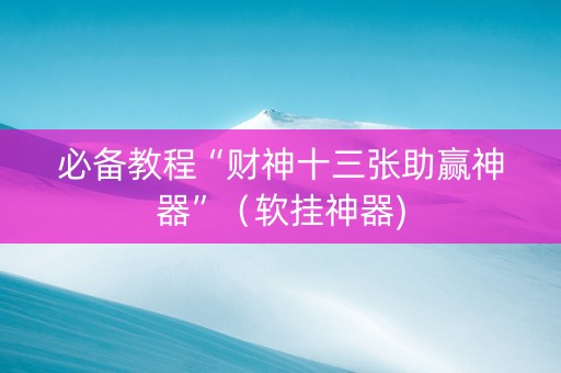必备教程“财神十三张助赢神器”（软挂神器)