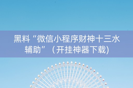 黑料“微信小程序财神十三水辅助”（开挂神器下载)